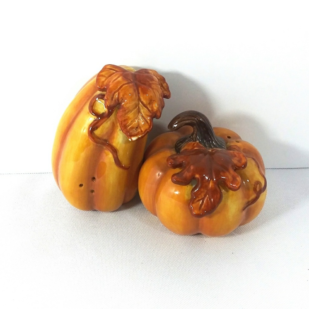 Ceramic Pumpkin Squash Salt & Pepper Shakers